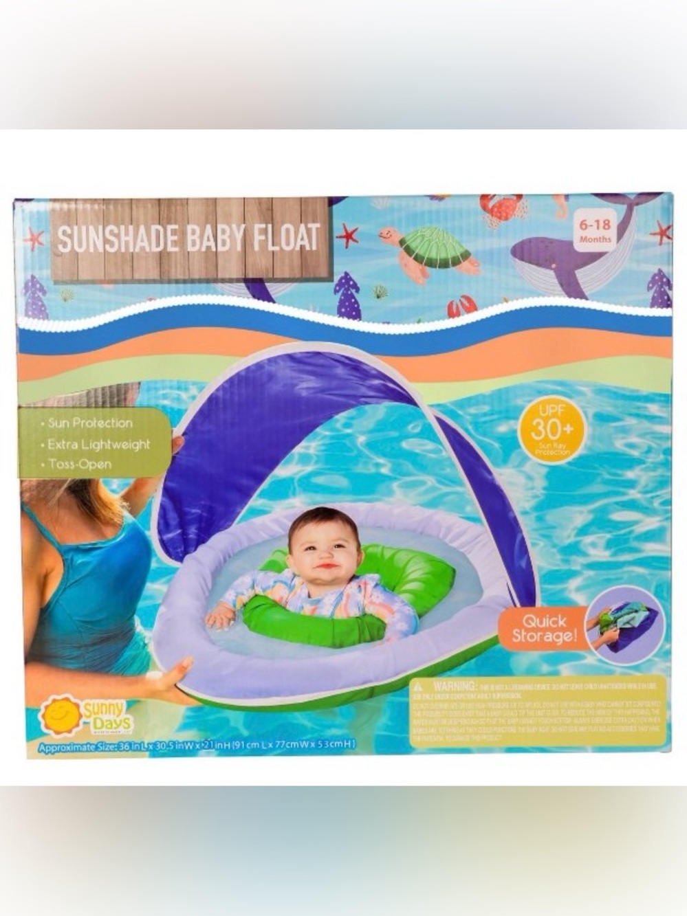 ❤️Kids Blue & Green Inflatable Splash Pool with Sun Canopy - Picture 3 of 6